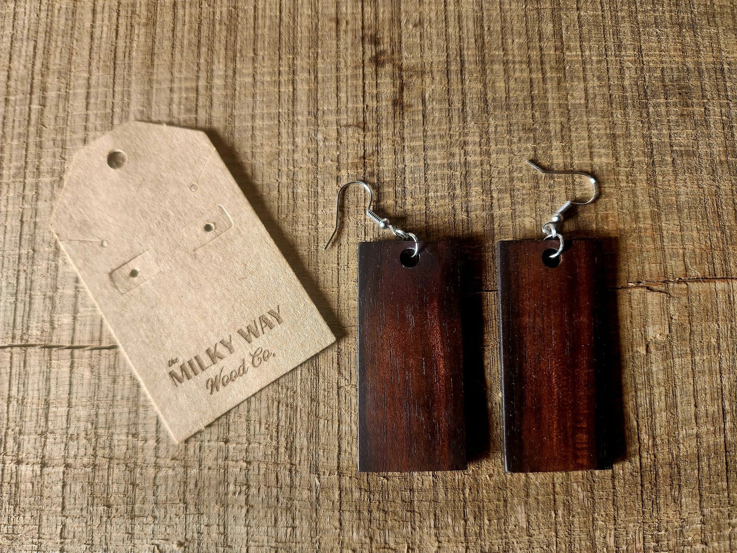 Gaboon Ebony Dangle Exotic Wood Earrings - Milky Way Wood Company