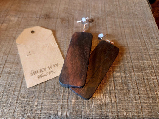 Gaboon Ebony Dangle Exotic Wood Earrings - Milky Way Wood Company