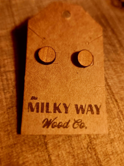 10mm Cherry Wood Stud Earrings - Milky Way Wood Company