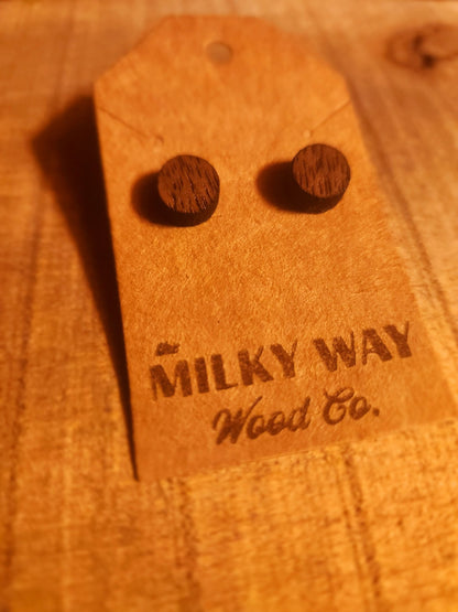10mm Walnut Wood Stud Earrings - Milky Way Wood Company