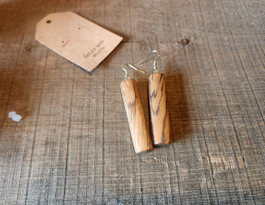 Zebra Wood Exotic Dangle Earrings