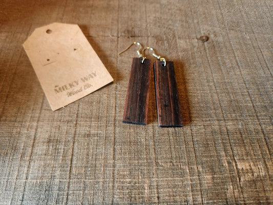 Striped Ebony Dangle Wood Earrings